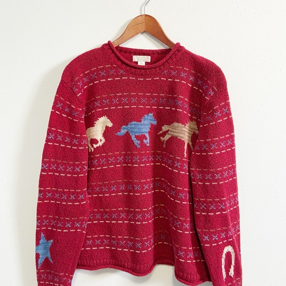 Vintage Red Horse Knit Sweater - Picture 3 of 9